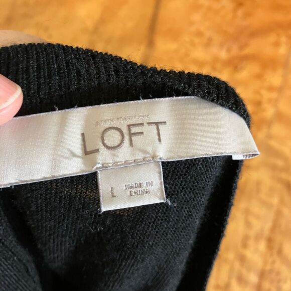 Loft sweater, black, button detail, excellent condition, size large - Picture 2 of 4